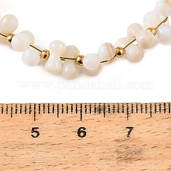 304 Stainless Steel & Imitation Pearl Woven Round Beaded Necklaces for Women&nbsp;SA-CBAAFEE-02G