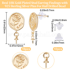 10Pcs Brass Stud Earring Findings&nbsp;KK-BBC0009-25