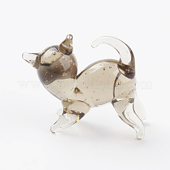 子猫の家の装飾  手作りランプワーク表示の装飾  猫  淡い茶色  19x8x17mm&nbsp;LAMP-J084-51