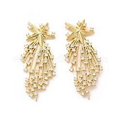 Rack Plating Brass Micro Pave Cubic Zirconia Stud Earrings for Women&nbsp;EJEW-H091-23G