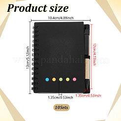 付箋とペン付きの紙製スパイラルノートセット  オフィス＆スクール用品  長方形  ブラック  130x104x13.5mm&nbsp;AJEW-WH0410-360
