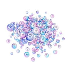 420Pcs 7 Style Rainbow ABS Plastic Imitation Pearl Beads&nbsp;OACR-YW0001-06