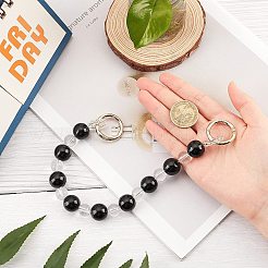 K9 ガラスバッグのハンドル  亜鉛合金スプリングゲートリング付き  バッグストラップ用交換アクセサリー用  ゴールドカラー  305mm  ビーズ：4mm  12mmと16mm  クラスプ：27x3.5mm  19.5mm内径  1個/箱&nbsp;FIND-CA0001-37G