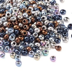 電気メッキガラスシードビーズを12/0グレード  アイリスラウンド  ミックスカラー  2x1.5mm  穴：0.3mm  4色  約2000PCS /カラー  8000個/セット&nbsp;SEED-CD0001-01