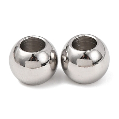 変色防止ロンデル 201 ステンレススチール ヨーロピアンビーズ  大穴ビーズ  ステンレス鋼色  10x8mm  穴：5mm&nbsp;STAS-N020-03-10mm
