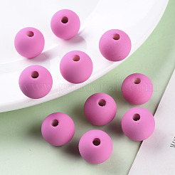アクリルビーズ  ラバー加工スタイル  片穴  ラウンド  カメリア  16mm  穴：3.5mm&nbsp;OACR-S039-05-82
