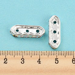 真鍮製のラインストーンマルチ連リンク  カドミウムフリー＆鉛フリー  楕円形コネクタ  銀  7x21x4mm  穴：1.2mm&nbsp;RB-F035-08S