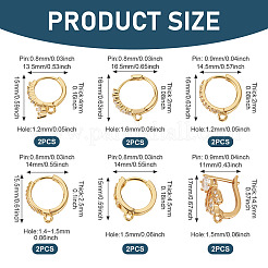 12Pcs 6 Styles Brass Micro Pave Clear Cubic Zirconia Hoop Earring Findings&nbsp;KK-TA0002-86