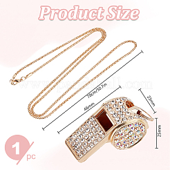 鉄製ラインストーンホイッスルペンダントポップコーンチェーンネックレス（女性用）1個  クリスタル  30.71インチ（78cm）&nbsp;NJEW-DR0001-03C
