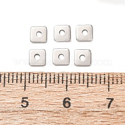 304ステンレス鋼製幾何学模様スペーサービーズ  ステンレス鋼色  変色なし  正方形  4x4x0.8mm  穴：1.2mm&nbsp;STAS-F362-04B-P01