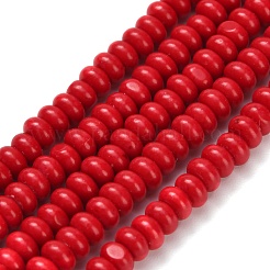 合成ターコイズビーズ連売り  ロンデル  染め  レッド  4x2mm  穴：0.9mm  約160~162個/連  14.96~15.16インチ（38~38.5cm）&nbsp;G-Z110-B01-2x4mm-02