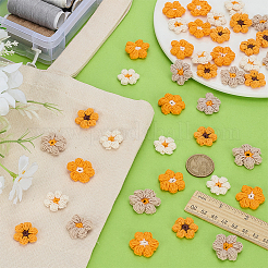 40個 4色の花柄ポリエステル製衣類アクセサリー  DIY縫製工芸品の装飾品  ミックスカラー  23~24x22~25x3.07~3.51mm  10個/カラー&nbsp;DIY-FG0008-53