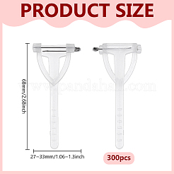 ステンレススチール製プラスチック製ブローチ金具300個  三角形  透明  68x27~33x2~10.5mm&nbsp;KY-MA0001-01