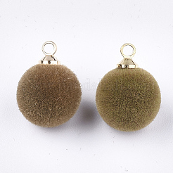 Flocky Acrylic Charms with Brass Findings&nbsp;X-FIND-T046-33B