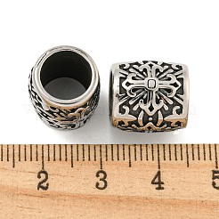 316サージカルステンレススチールヨーロピアンビーズ  大穴ビーズ  コラム  アンティークシルバー  13x12mm  穴：9mm&nbsp;STAS-Q326-01AS-01