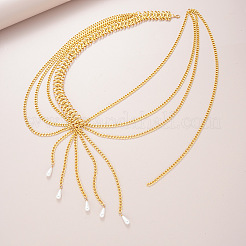 Alloy with Plastic Pearl Teardrop Tassel Layered Waist Belly Chains for Women&nbsp;FS-WG58B7C-01