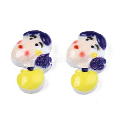 スプレー塗装された不透明な樹脂カボション  女性  きいろ  12x7.5x3mm&nbsp;CRES-S302-75