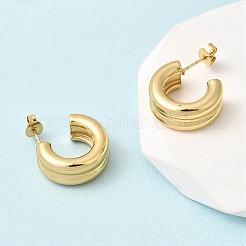 Two-layer C-Shaped 201 Stainless Steel Stud Earrings&nbsp;X-EJEW-Z151-11G-02