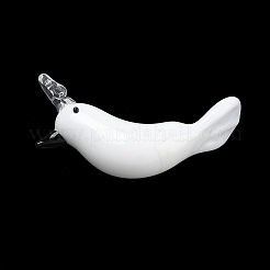 手作りランプワークペンダント  鳥のチャーム  ホワイト  22x26x7mm  穴：1.8mm&nbsp;LAMP-F043-04