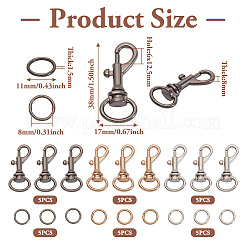 15Pcs 6 Colors Alloy Swivel Snap Hook Clasps&nbsp;FIND-TA0003-79