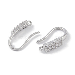 真鍮製マイクロパヴェキュービックジルコニアピアスフック  釣り針  プラチナ  16.5x8x3.5mm  穴：1mm&nbsp;KK-U008-14P