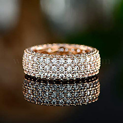 女性用真鍮マイクロパヴェクリアキュービックジルコニア指輪  ローズゴールド  8.5mm  usサイズ9（18.9mm）&nbsp;FS-WG796B2-09