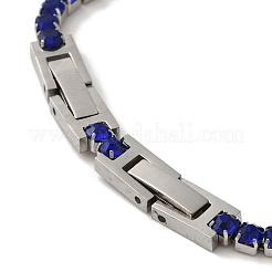 304ステンレススチールラインストーンカップチェーンブレスレット  モンタナ州  7-5/8x1/8インチ（19.3x0.3cm）&nbsp;BJEW-S002-01D