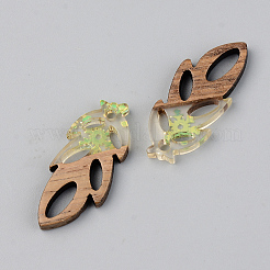 Transparent Resin & Walnut Wood Pendants&nbsp;RESI-S389-062B-D01