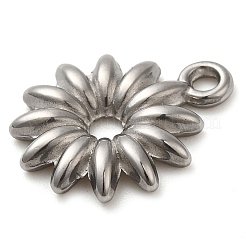 304ステンレスペンダント  花のチャーム  ステンレス鋼色  18.5x15x3mm  穴：2mm&nbsp;STAS-M070-2P