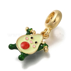ラックメッキ合金グリーンエナメルヨーロピアンダングルチャーム  漫画のアボカドの大きな穴のチャーム  ゴールドカラー  26mm  穴：4.8mm&nbsp;PALLOY-P307-17G