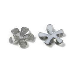 半透明エポキシ樹脂グリッターパウダーデコデンカボション  花  濃いグレー  10x10x2mm&nbsp;CRES-S367-14B