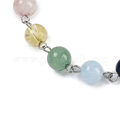 Chakra Theme Natural Quartz & Rose Quartz & Carnelian & Green Aventurine & Lapis Lazuli & Amethyst & Synthetic Citrine Round Beaded Bracelets for Women&nbsp;BJEW-JB11194-02