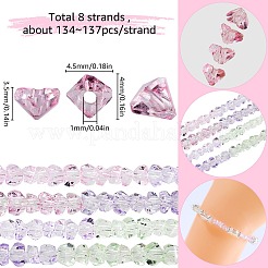 8 Strands Transparent Gradient Color Glass Bead Strands&nbsp;GLAA-SC0002-02A