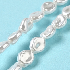 Abs プラスチック模造パール ビーズ 連売り  塊  雪  12~12.5x10.5x6mm  穴：1.2mm  約90個/連  44.29インチ（112.5cm）&nbsp;KY-F021-02-1