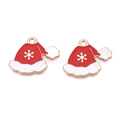 クリスマステーマ合金エナメルペンダント  カドミウムフリー＆鉛フリー  ライトゴールド  帽子  17.5x22x1.5mm  穴：1.8mm&nbsp;LS-ENAM-T020-10L