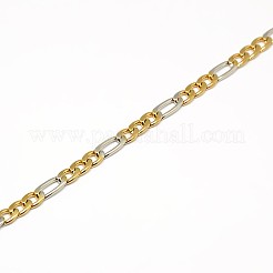 304ステンレススチールフィガロチェーンネックレスの作り方  ミックスカラー  19.49インチ〜21.65インチ（49.5~55cm）  4.5mm&nbsp;STAS-A028-N023