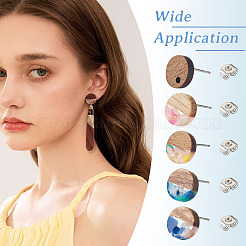 5 Styles Opaque Resin & Walnut Wood Flat Round Stud Earrings&nbsp;FIND-TA0006-25