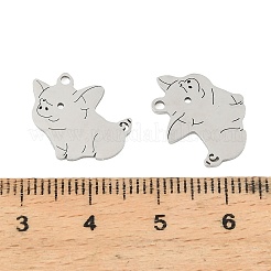 ステンレスペンダント201個  レーザー切断  18KGP本金メッキ  豚のチャーム  14x15x1mm  穴：1.4mm&nbsp;STAS-Z195-02P-06