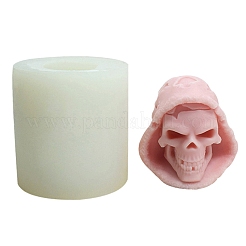 ハロウィーンの頭蓋骨 DIY 食品グレードのシリコン像キャンドル型  アロマセラピーキャンドル型  肖像彫刻 香り付きキャンドル作り 型  ホワイト  8.5x8x8.7cm&nbsp;PW-WG77644-01