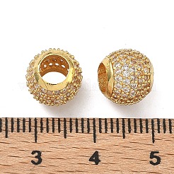 Barrel Brass Clear Cubic Zirconia European Beads&nbsp;KK-D228-16G
