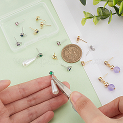 8 Pairs 8 Color Brass Micro Pave Cubic Zirconia Stud Earring Findings&nbsp;KK-BC0011-48