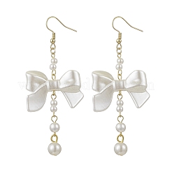 304 Stainless Steel ABS Plastic Imitation Pearl Bowknot Dangle Earrings&nbsp;EJEW-JE06412