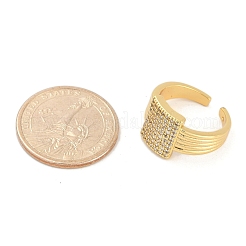 Brass Micro Pave Clear Cubic Zirconia Open Cuff Rings for Women&nbsp;LS-RJEW-M026-02G-03