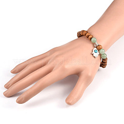 Wood Beaded Stretch Charm Bracelets&nbsp;BJEW-JB01830