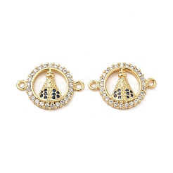 Rack Plating Brass Micro Pave Blue & Clear Cubic Zirconia Connector Charms&nbsp;KK-D087-08G