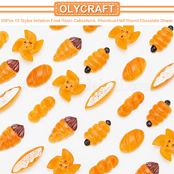 60pcs 6 styles Opaque Resin Decoden Cabochons&nbsp;RESI-OC0001-51