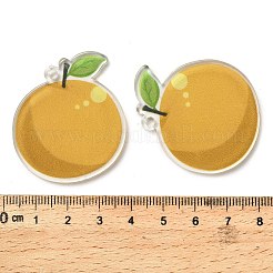 不透明なプリントアクリルパーツ  フルーツ  オレンジ  38x35.5x3mm  穴：2.5mm&nbsp;OACR-I020-06D