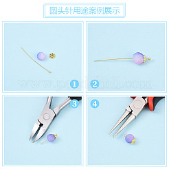 真鍮のボールヘッドピン  ニッケルフリー  プラチナメッキ  50x0.6mm  ヘッド：2mm&nbsp;KK-YW0004-03E-P