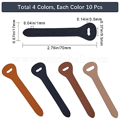 牛革ジッパープーラーヘッド 40色 4個  バッグスーツケース用  ミックスカラー  7x1.7x0.1cm  穴：3.5x9.5mm  10個/カラー&nbsp;PURS-GF0001-08