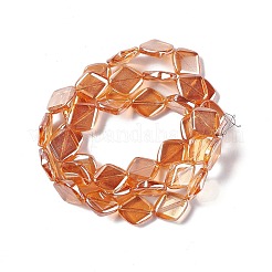 電気メッキガラスビーズセット  パール光沢メッキ  菱形  ダークオレンジ  18x15.5x5mm  穴：1.2mm  約35~37個/連  24.80~25.98インチ（63~66cm）&nbsp;EGLA-L032-PL01